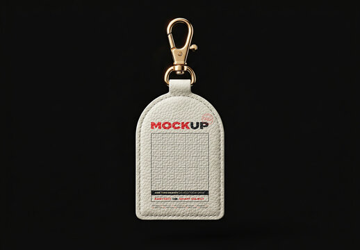 Realistic Luxury Leather Keychain Keyring Mockup