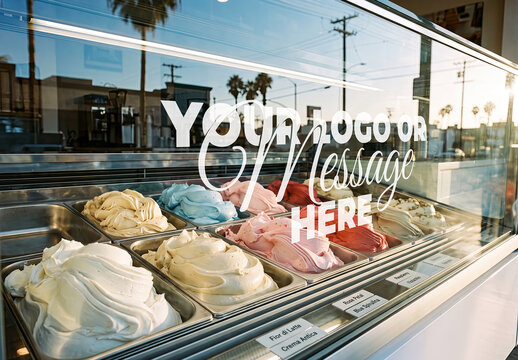 Logo Store Front Windows Mockup Ice Cream