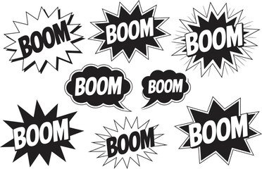 Comic boom speech bubble set, vector illustration explosion signs © MD GAHANGIR