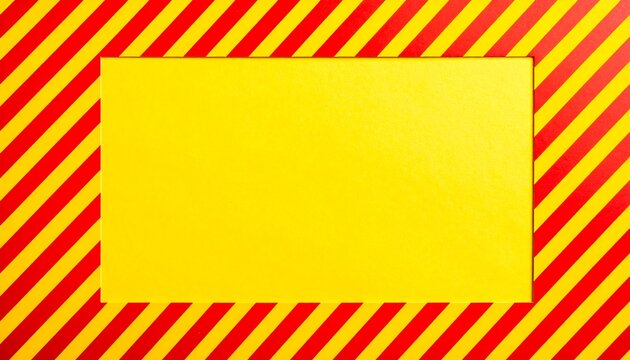 Yellow Rectangular Frame with Red and Yellow Diagonal Warning Stripes Attention Graphic