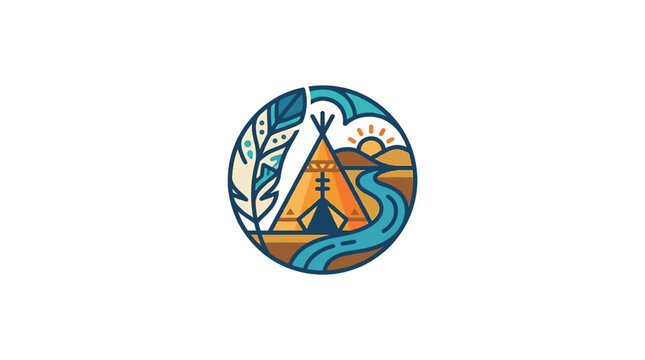 The Image Is A Circular Logo With A Colorful Design In The Center The