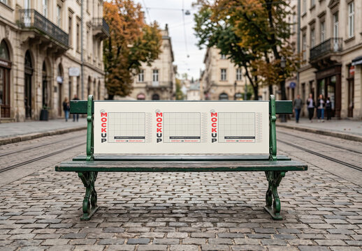 Street Bench Advertising Mockup Design