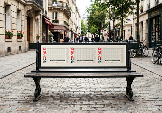 Street Bench Furniture Ad Mockup