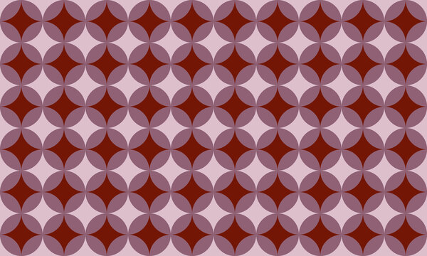 High resolution seamless retro star and circle geometric pattern, luxury burgundy tiling background.