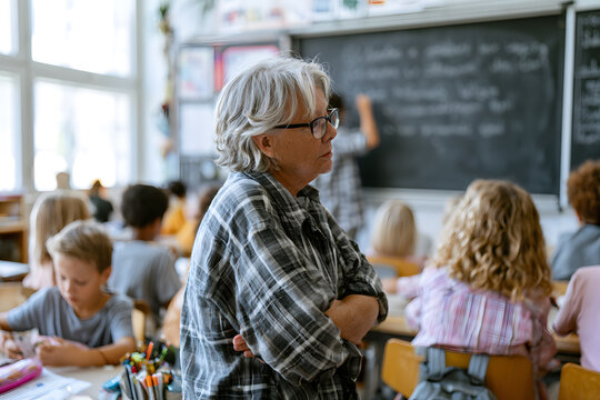 A depressed teacher in class
