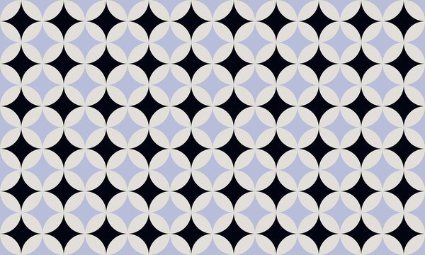 High resolution seamless mid-century modern geometric pattern, retro starburst and diamond tiling background.