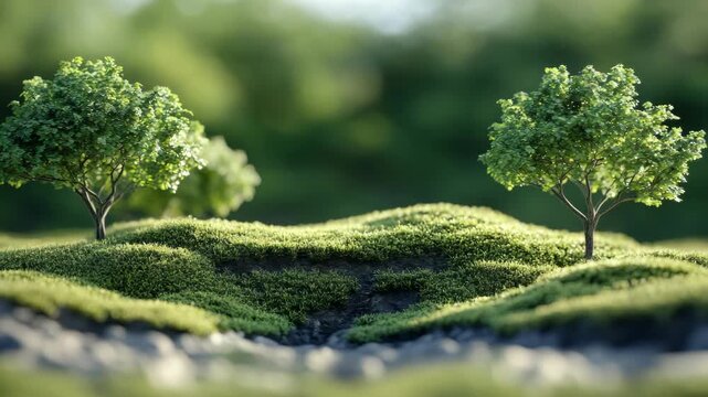 Closest view of seedlings or saplings amidst lush foliage. Ideal for themes involving growth or environmental conservation.