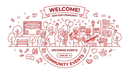 Community Events Banner - Welcome Join Our Community Celebration © Keset