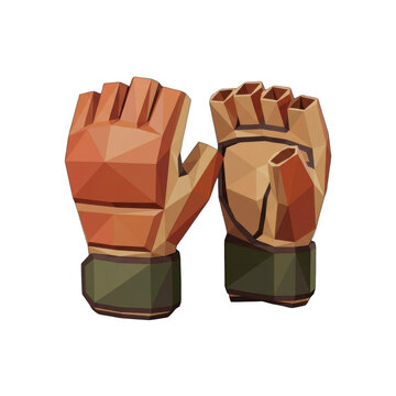 Low poly 3D style MMA fighting gloves