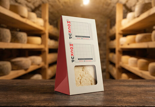 Triangle Cheese Packaging Mockup on Underground Storage Place