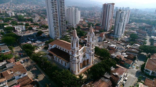 Bucaramanga, Santander - Colombia. May 2, 2026. Panoramic drone view of San Francisco de Asis Parish. (CORRECT).