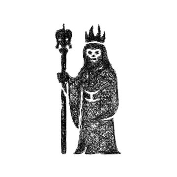 Black and white sketch lich icon design