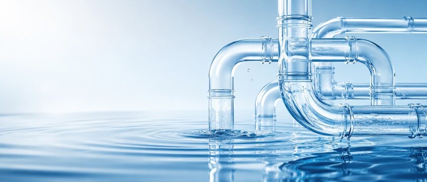 Clear water waves and pipe reflections creating a serene background