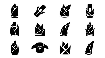 Bamboo Shoots Icons - Fresh Sprouts and Edible Stems Collection © atha_lintar