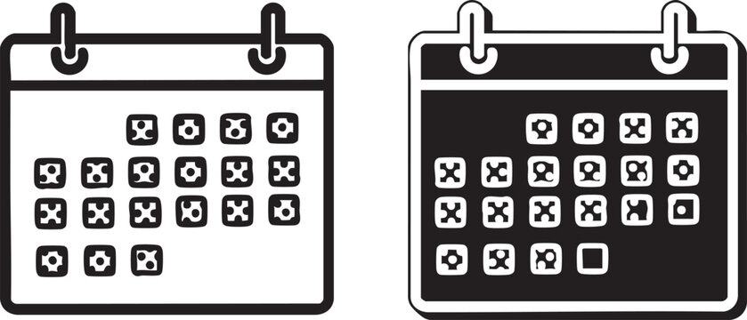 Black and white calendar with marked dates x marks schedules