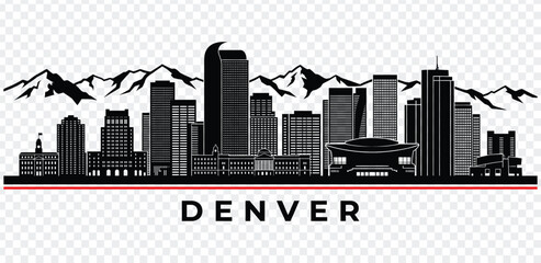 Denver colorado skyline silhouette vector illustration with mountains © MDRASIDUL