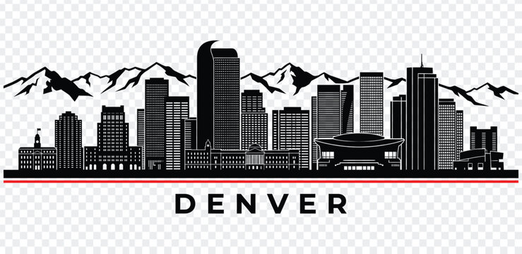 Denver colorado skyline silhouette vector illustration with mountains