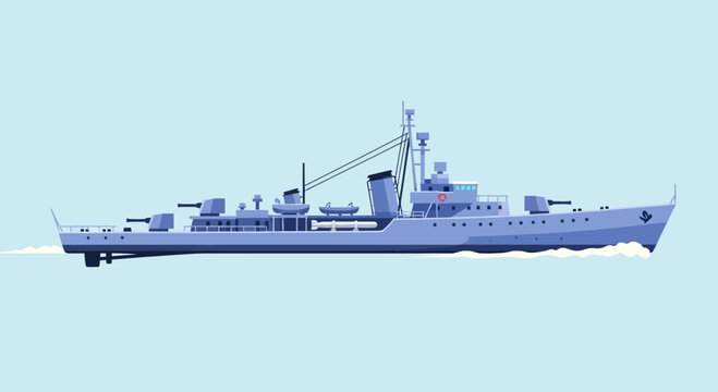 Modern Warship illustration on blue background
