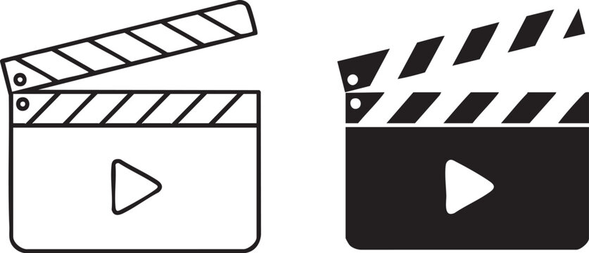 Black and white clapperboard on white background production filmmaking