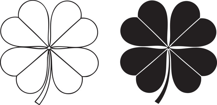 Black and white clover leaf shapes symmetrical