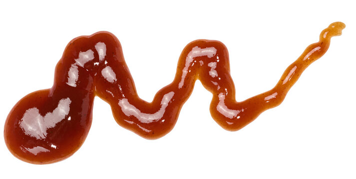A smear of dark red barbecue sauce in a wave shape on an isolated background.