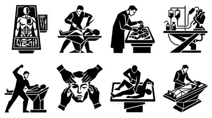 Fototapeta premium Medical Icons: Surgery, Examination, and Procedure Set