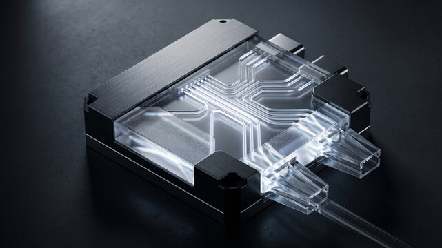 Microfluidic device with fluid chip technology for edge ai hardware integration