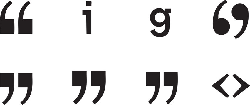 Black typographic quotation marks and punctuation on white background typography black and white