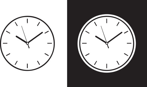 Two clocks on white and black backgrounds white background round clocks clock faces