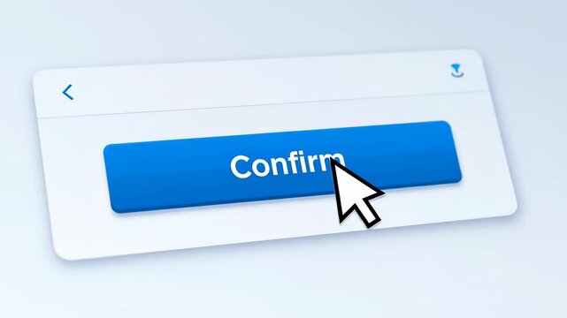 User interacts with confirm button in different digital layouts. Bright blue button against light background. Concept of technology, user experience, software design