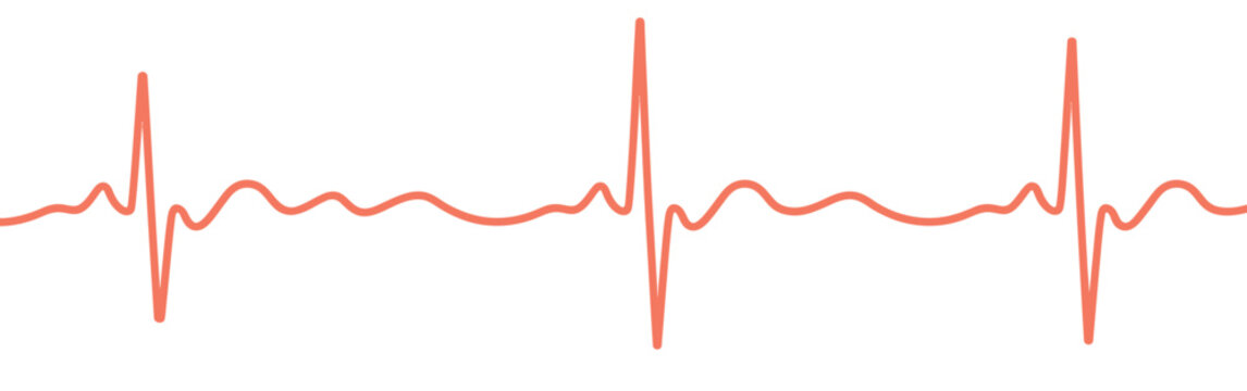 Vibrant Red Heartbeat Line Icon Featuring ECG Pulse Heart Monitor and Cardiology Symbol for Healthcare Vector Designs