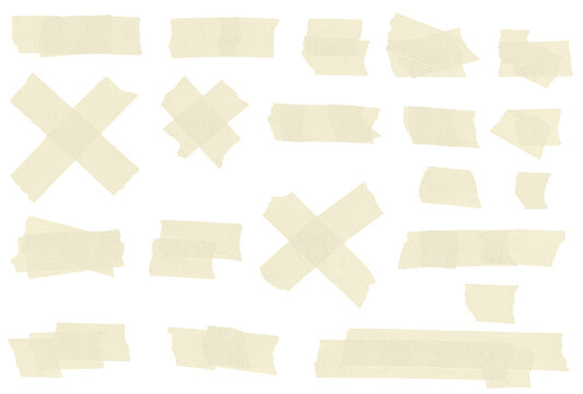 collection of adhesive tape pieces on transparent background	