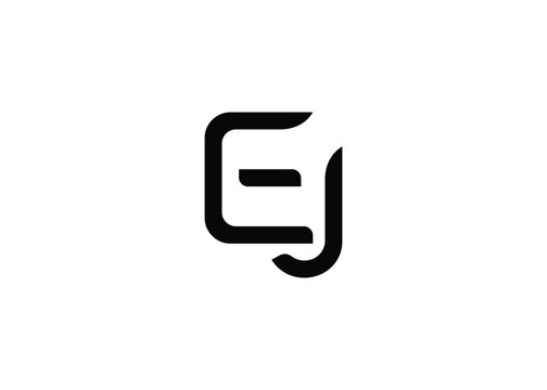 EJ Modern Monogram Icon. Clean geometric letterform evokes simplicity, elegance, and contemporary graphic design sensibility.