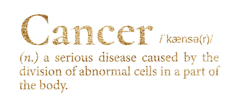 Cancer png dictionary word sticker, gold font, transparent background