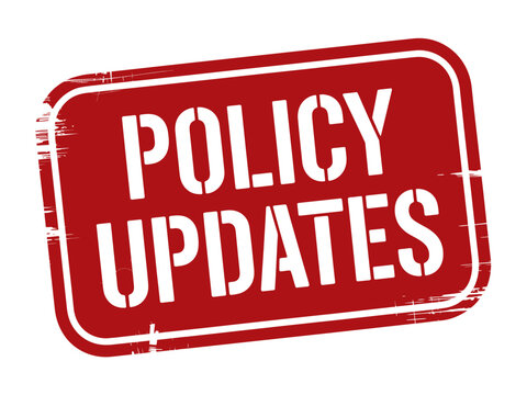 Policy updates rectangular red vintage style sign icon with announcement, business