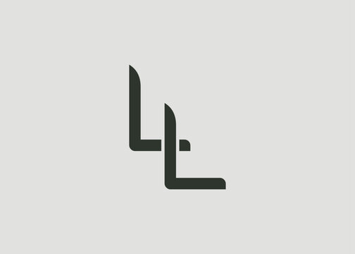 LL Modern Monogram Icon. Clean geometric letterform evokes simplicity, elegance, and contemporary graphic design sensibility.