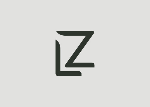 LZ Modern Monogram Icon. Clean geometric letterform evokes simplicity, elegance, and contemporary graphic design sensibility.