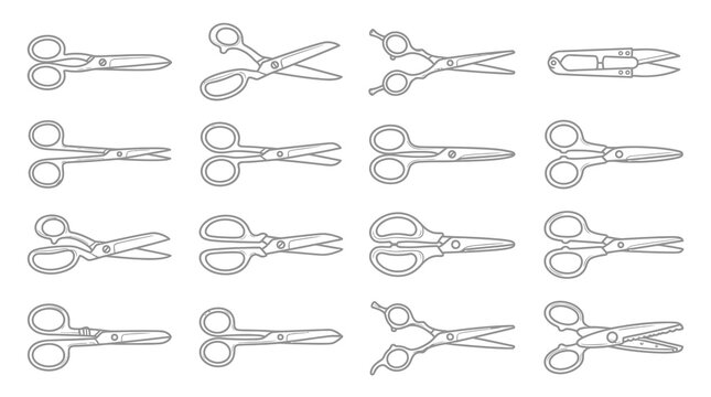 Diverse set of scissor outline icons