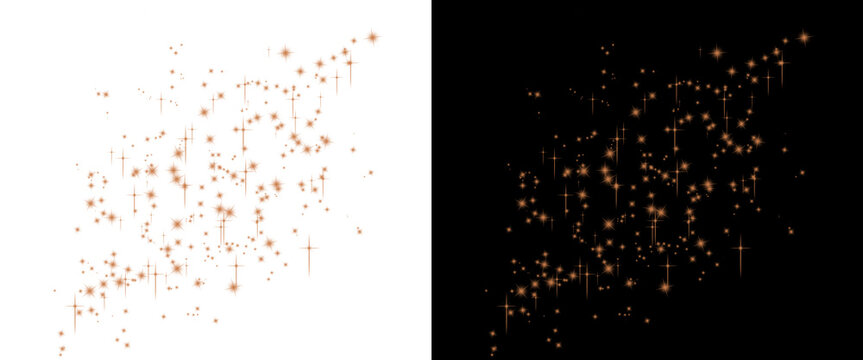 Rose gold glitter splash on white and black backgrounds, shimmering metallic dust particles, luxury copper sparkle texture for festive design