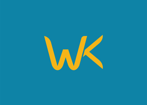 WK Modern Monogram Icon. Clean geometric letterform evokes simplicity, elegance, and contemporary graphic design sensibility.