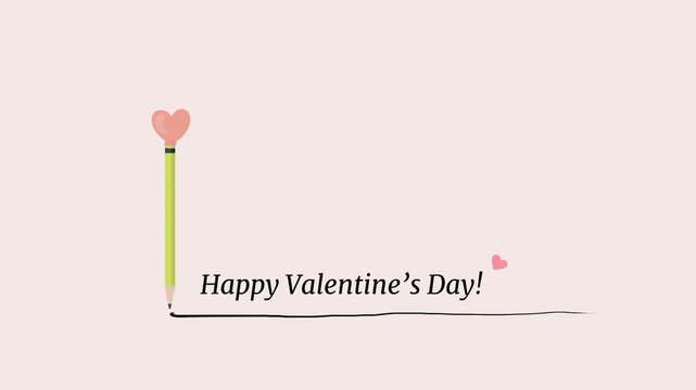 The pencil wrote the inscription Happy Valentine's Day