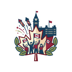 Obraz premium Canada Day celebration illustration with maple leaf.