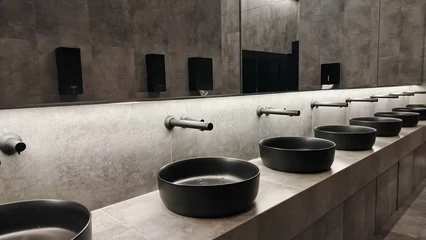 Fotobehang Hotel chique Contemporary washroom interior with row of sinks  © OlgaStockMikheeva