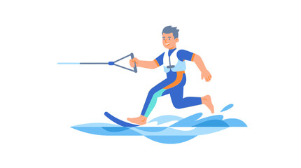 Man waterskiing on blue water, active lifestyle, sport, summer recreation © AR99