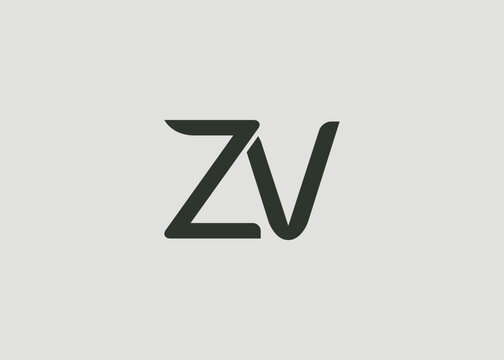 ZV Modern Monogram Icon. Clean geometric letterform evokes simplicity, elegance, and contemporary graphic design sensibility.