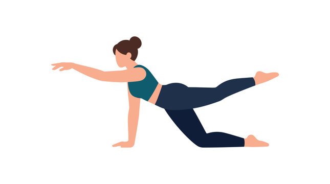 Woman practicing yoga pose on white background