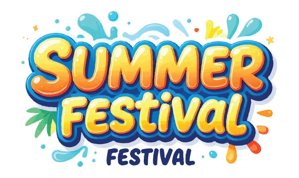 Summer Festival Text Effect Vector Illustration with Cartoon Typography and Water Splash