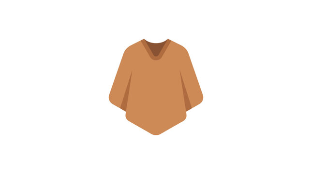 Brown Poncho Icon Isolated on White Background, Simple Flat Design