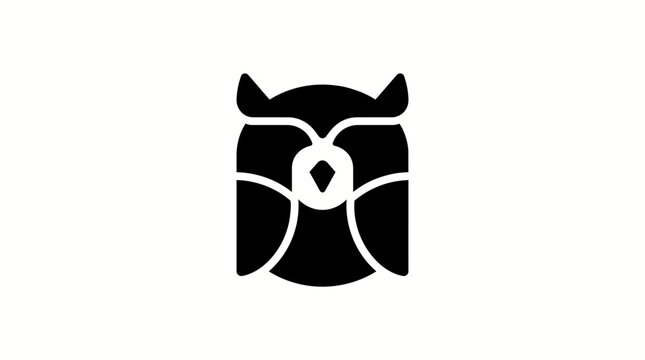 Minimalist Black Owl Icon Silhouette on White Background - Vector Graphic