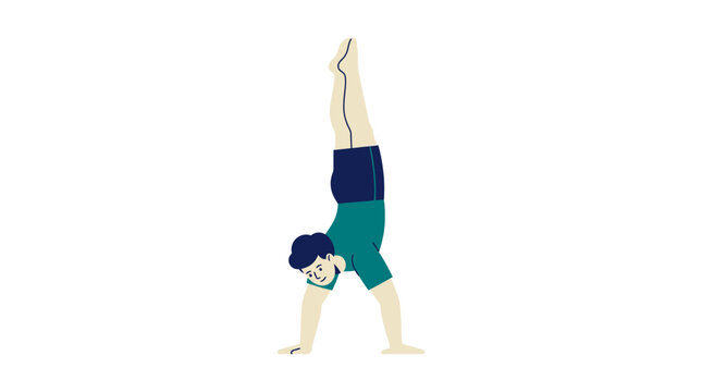Man doing handstand, fitness, yoga, balance, strength, healthy lifestyle, sport activity